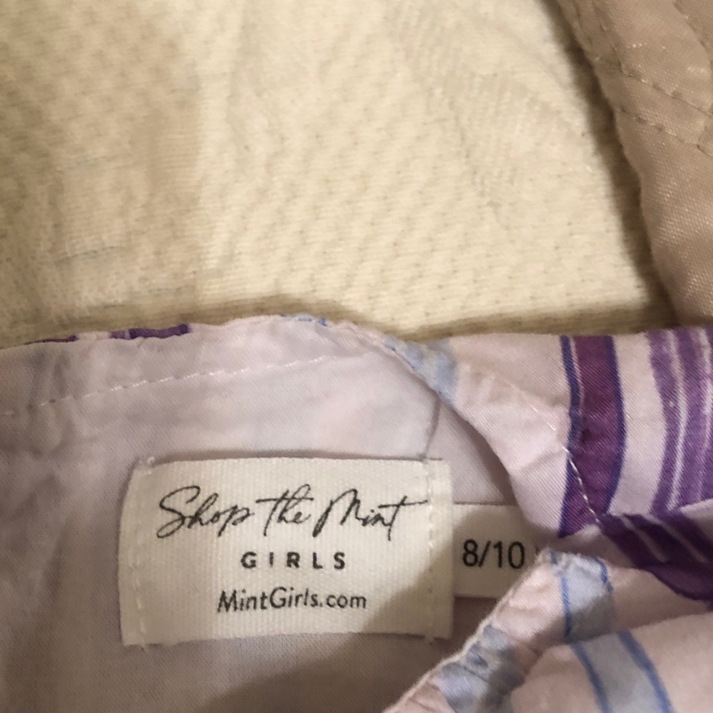 Girls Tiered Casual Dress with Purple and Light Blue Bow Stripes - Picture 2 of 5